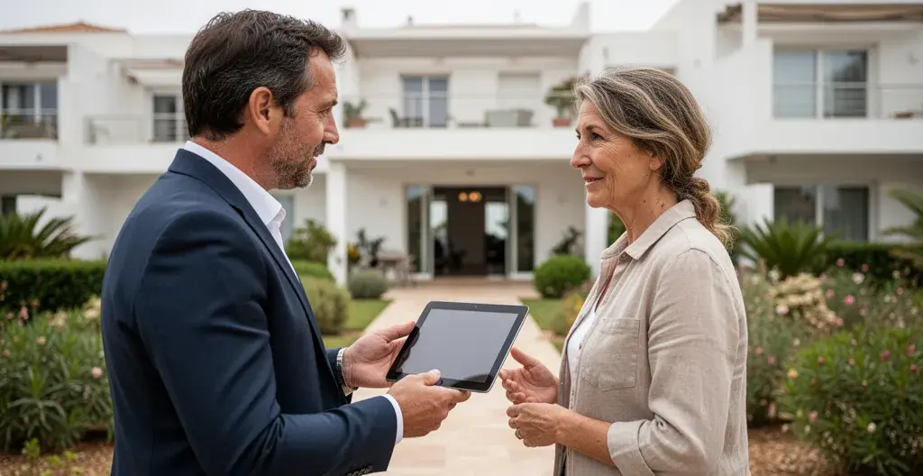 Conseiller immobilier présentant bien locatif résidence Canet en Roussillon