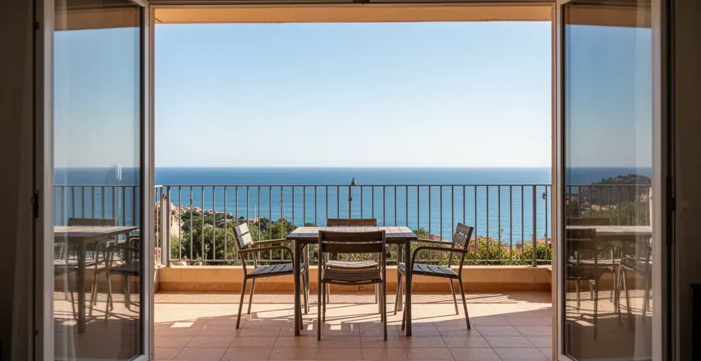 Terrasse appartement location saisonnière vue mer Méditerranée Canet en Roussillon