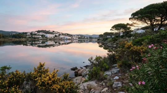 Vue panoramique sur l'étang de Thau depuis Balaruc-les-Bains, station thermale en Occitanie